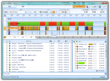 ManicTime:プログラムの起動、ファイルのアクセスを記録