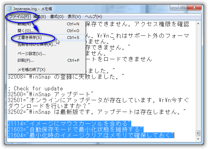 WinSnap の日本語化されてない部分を日本語表示にする